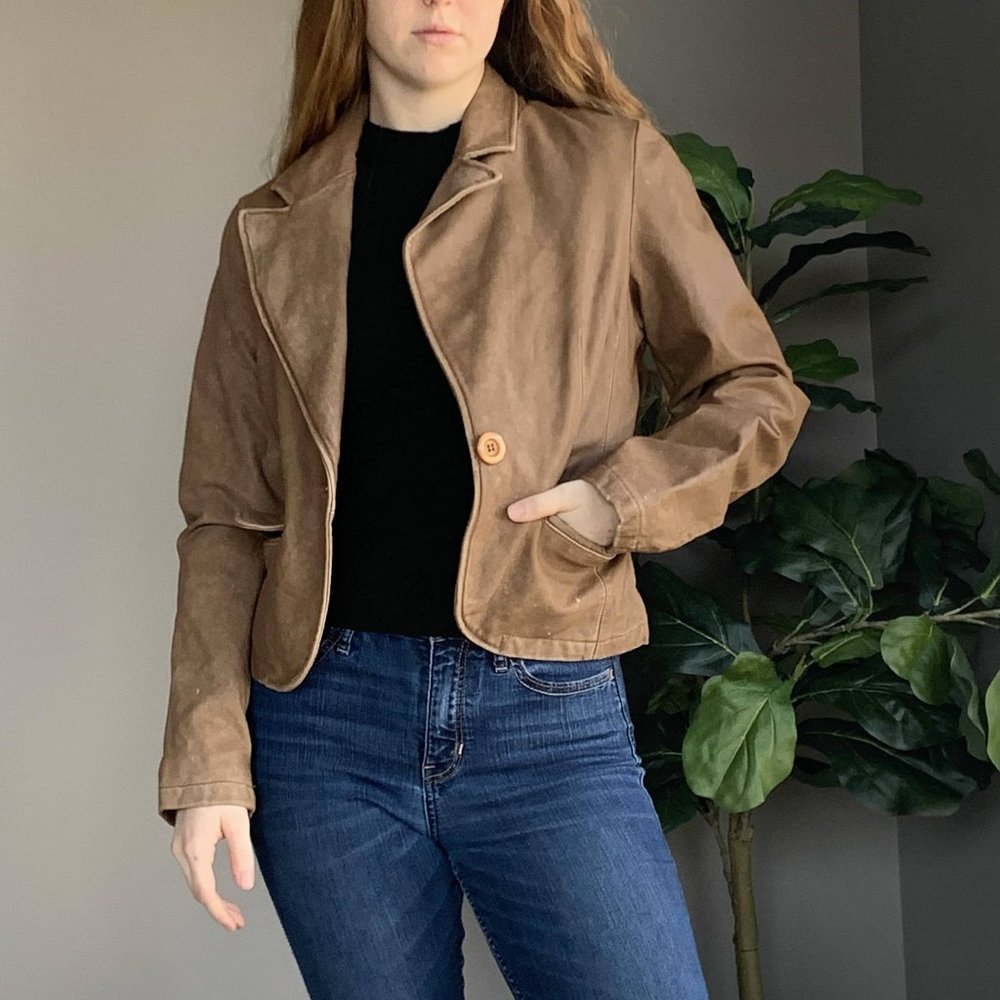Vintage 90s distressed brown leather jacket